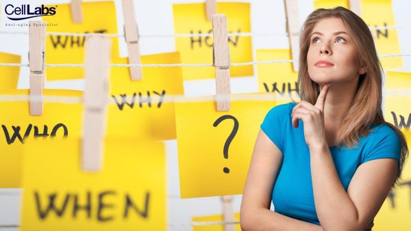 Image of women questioning with background of post-it notes as banner for blog on sheep placenta side effects and misconceptions.